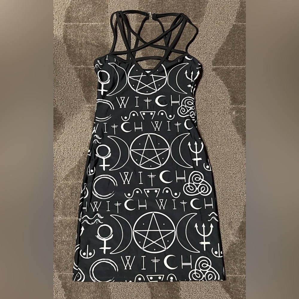 Witch Bodycon Mini Dress Pentagram / Pentacle Harness Chest Rat Baby Goth Sexy